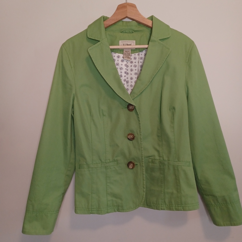 L.L.Bean Women's Apple Green Cotton Blazer